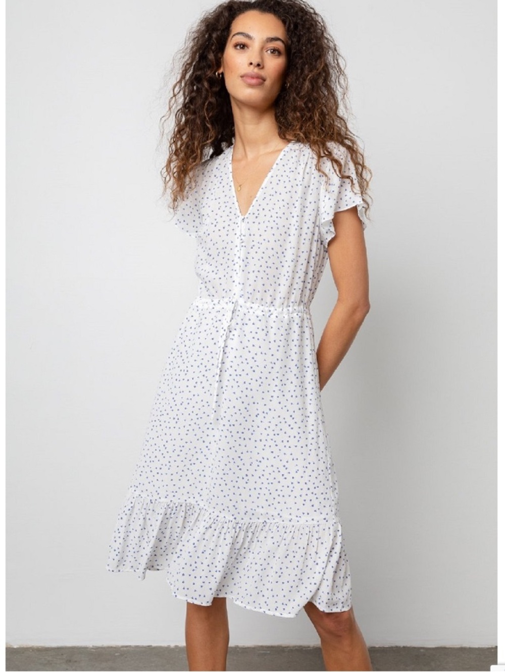 Rails Kiki Dress White Wisteria White  Navy Print Size XS
